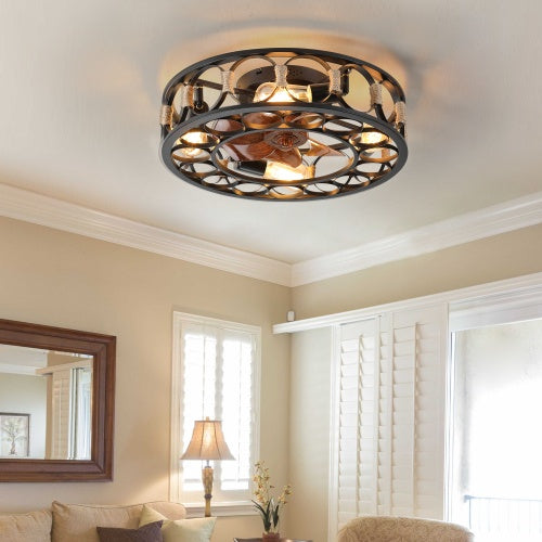 Modern Ceiling Fan with Light & Remote Brown