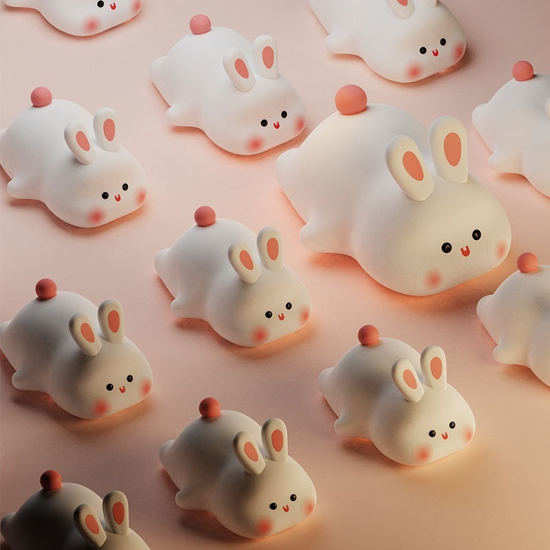 Cute Rabbit LED Night Light – Touch Sensor Silicone Lamp for Kids, Rechargeable Bedside Cartoon Night Lamp, Soft Glow Home Decor Gift