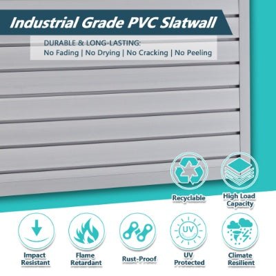 PVC Slat Wall Panels – 4ft x 2ft Garage & Home Storage System, Heavy-Duty Graphite Finish