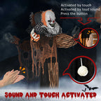65" Life-Size Animated Circus Clown – Halloween Prop with Motion, Sound & Light-Up Eyes