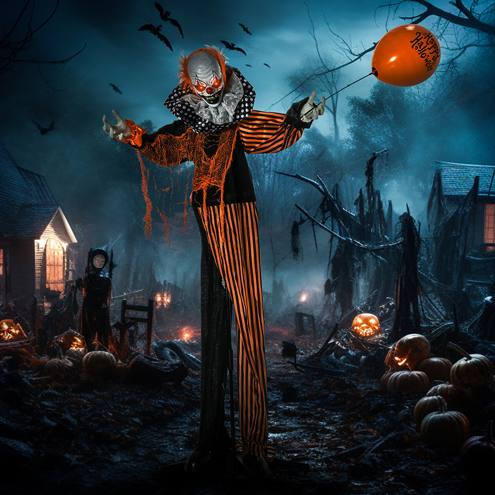 65" Life-Size Animated Circus Clown – Halloween Prop with Motion, Sound & Light-Up Eyes