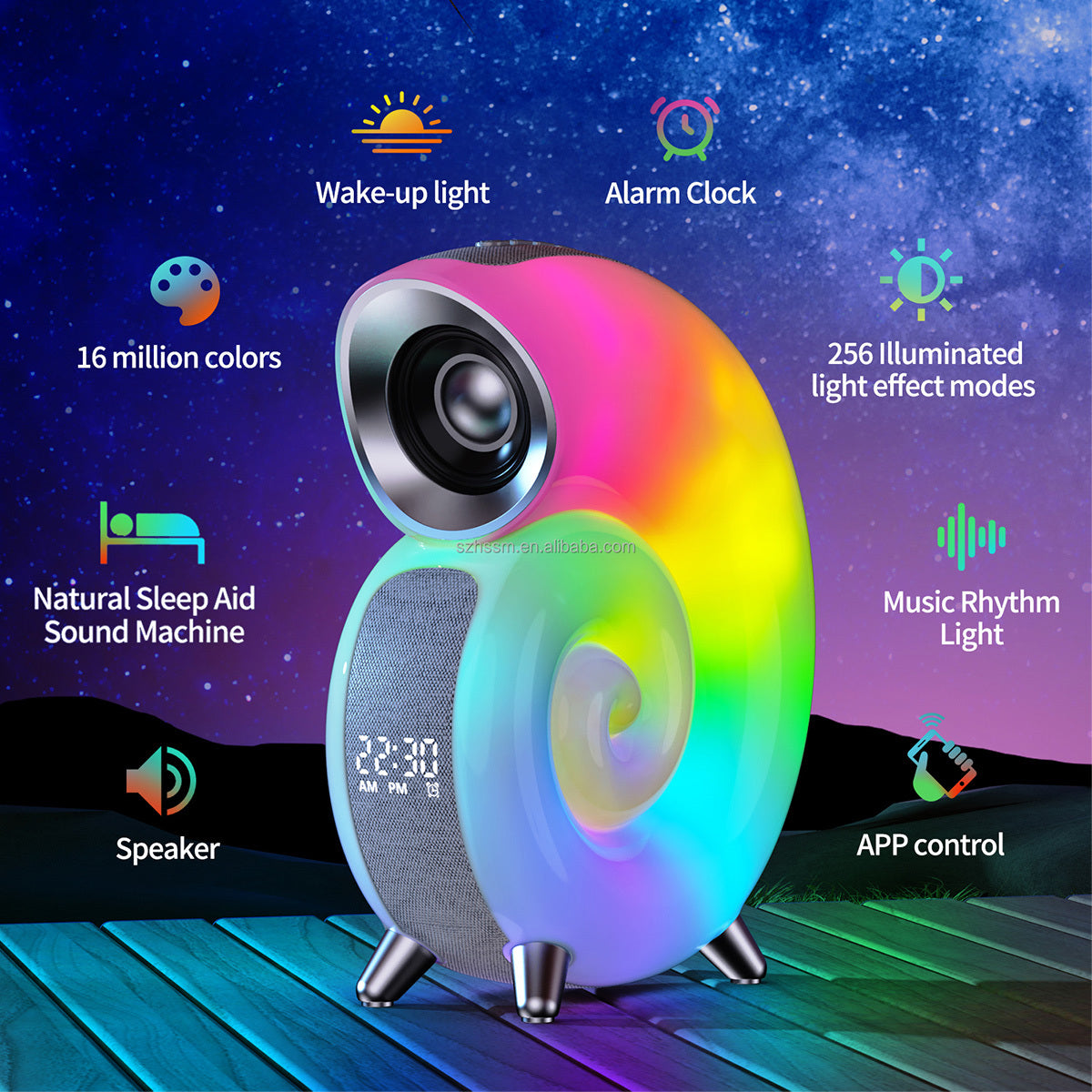 Conch Smart RGB Wake-Up Light & Bluetooth Speaker with APP Control