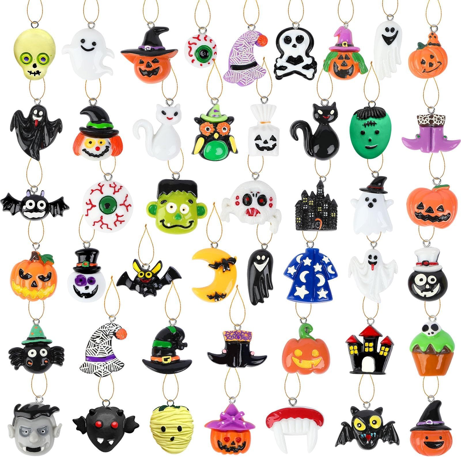 36-Piece Mini Resin Halloween Ornaments – Colorful & Festive Decorations for Home, Party, and DIY Crafts