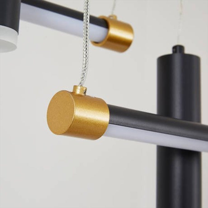 Modern Adjustable Linear LED Pendant Light – Black & Gold