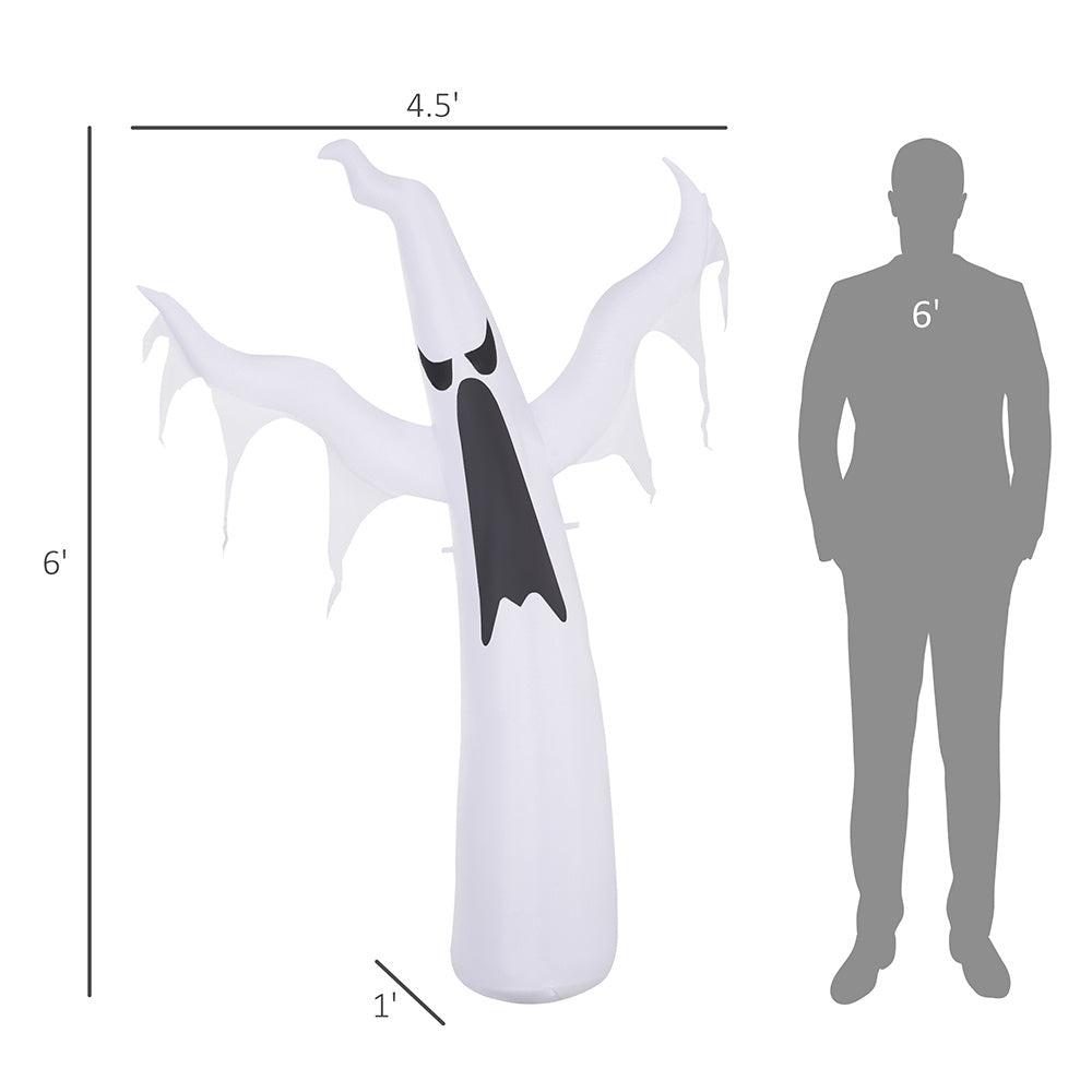 6FT Halloween Inflatable Ghost – Light Up Yard Decoration with LED & Built-in Fan for Indoor/Outdoor, Garden & Party