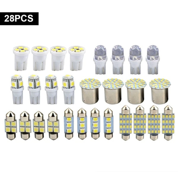 28pcs White LED Car Interior Light Kit