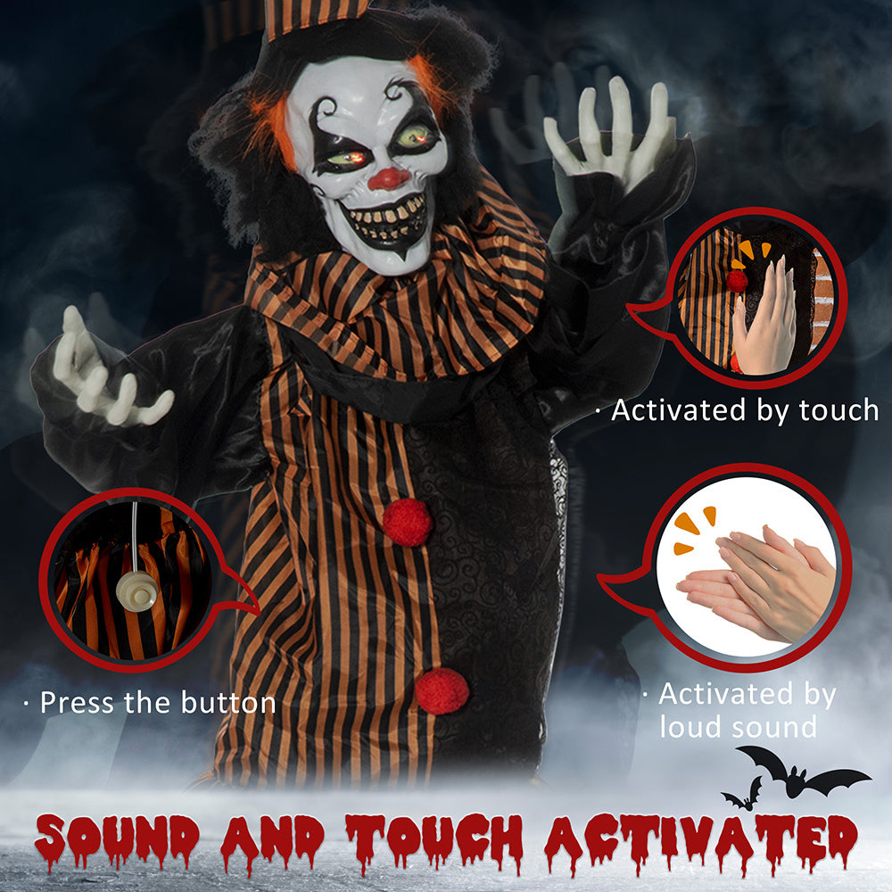 67" Life-Size Animated Circus Clown – Halloween Prop with Motion, Sound & Light-Up Eyes