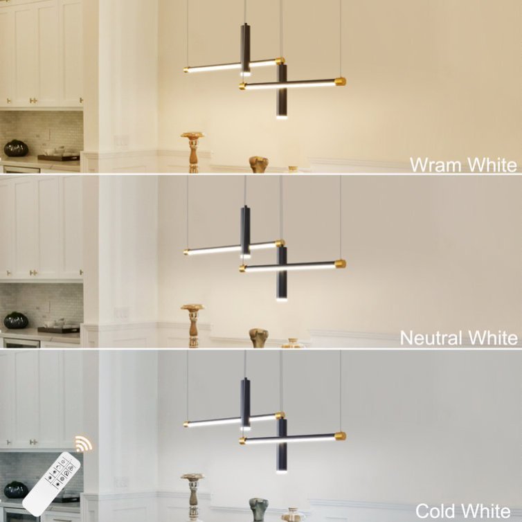 Modern Adjustable Linear LED Pendant Light – Black & Gold