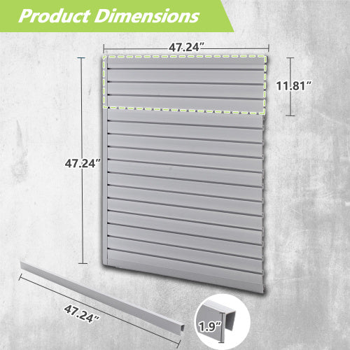 4x4ft PVC Slat Wall Panels – Garage & Home Organization System, Grey