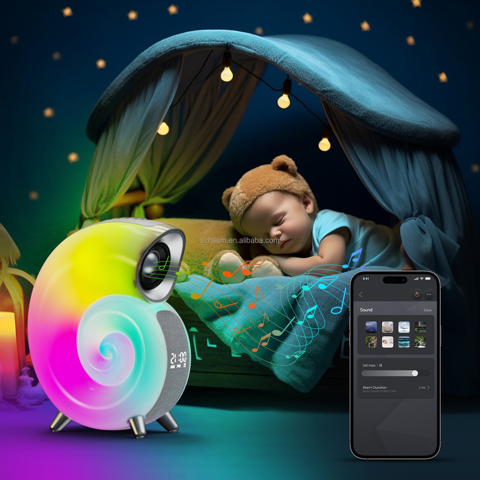 Conch Smart RGB Wake-Up Light & Bluetooth Speaker with APP Control