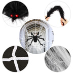 1-Pc 49” Halloween Outdoor Spider with 126” Poseable Web – Creepy Tarantula Yard Decoration for Haunted Halloween