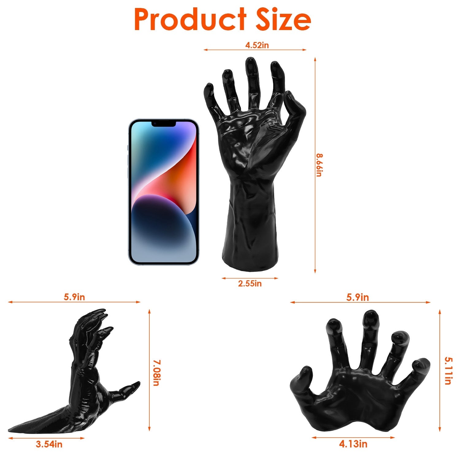 3-Piece Life-Size Creepy Reaching Hands with Lighted Candles – Gothic Halloween Wall Décor, Witch & Devil Horror Sculpture
