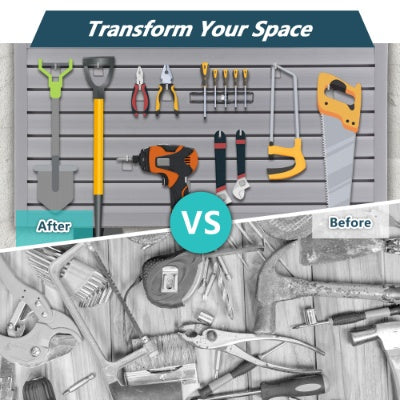 PVC Slat Wall Panels – 4ft x 2ft Garage & Home Storage System, Heavy-Duty Graphite Finish
