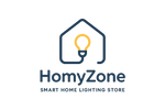 Generate a logo for HomyZone — a smart home lighting store. It should look clean and futuristic, with soft edges and a subtle glow effect. Think of minimalism + technology + comfort. + simple